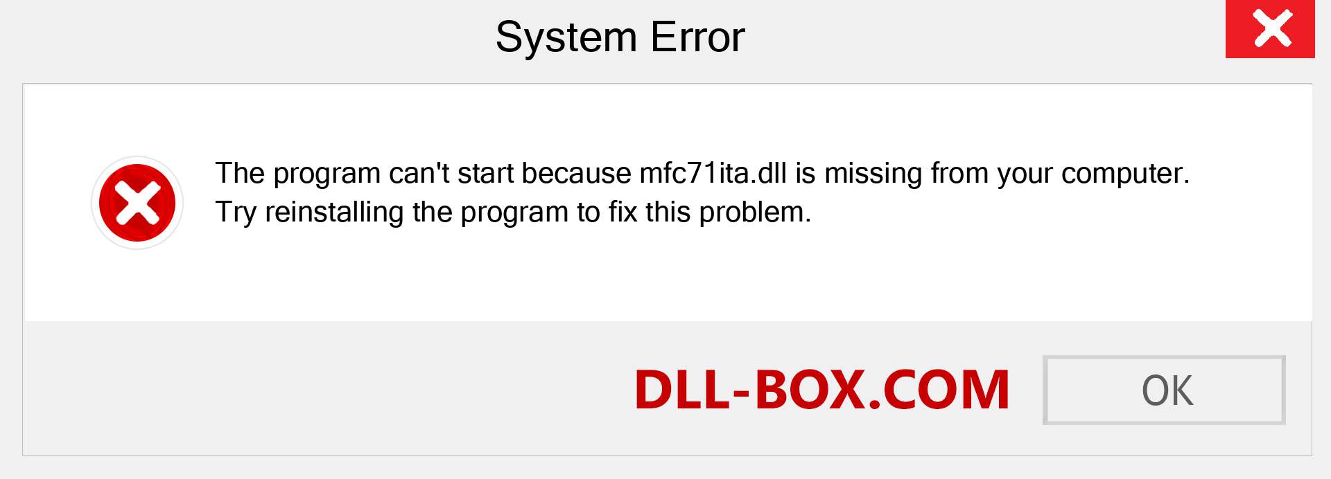  mfc71ita.dll file is missing?. Download for Windows 7, 8, 10 - Fix  mfc71ita dll Missing Error on Windows, photos, images