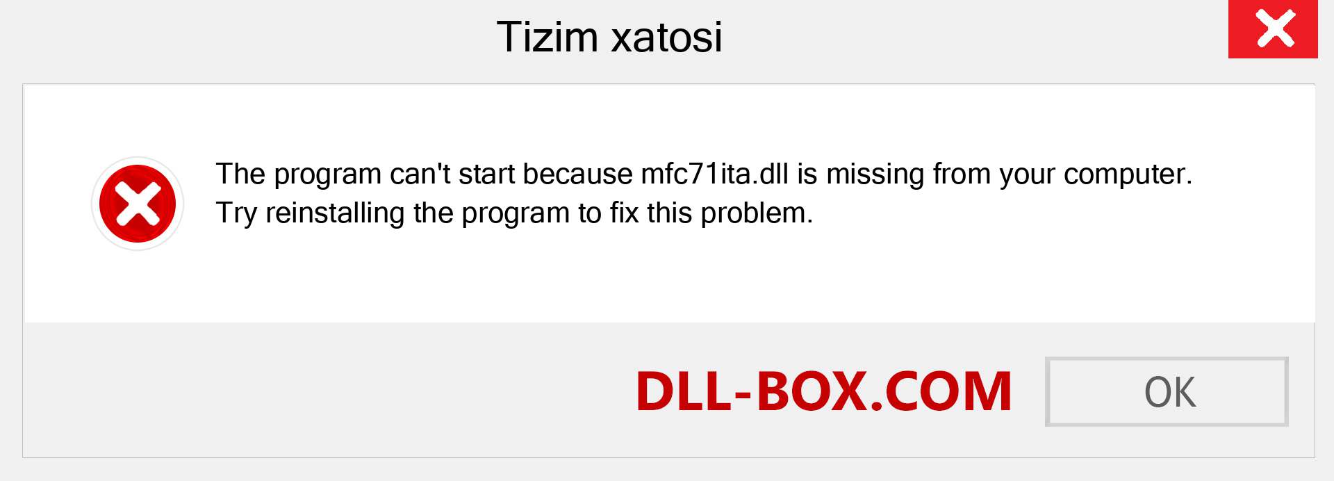 mfc71ita.dll fayli yo'qolganmi?. Windows 7, 8, 10 uchun yuklab olish - Windowsda mfc71ita dll etishmayotgan xatoni tuzating, rasmlar, rasmlar